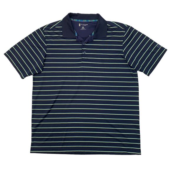 St. Andrews of Scotland Polo Shirt Mens XL Extra Large Navy Blue Striped Golf - Picture 1 of 10